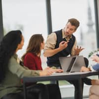 Team meeting in a bright office